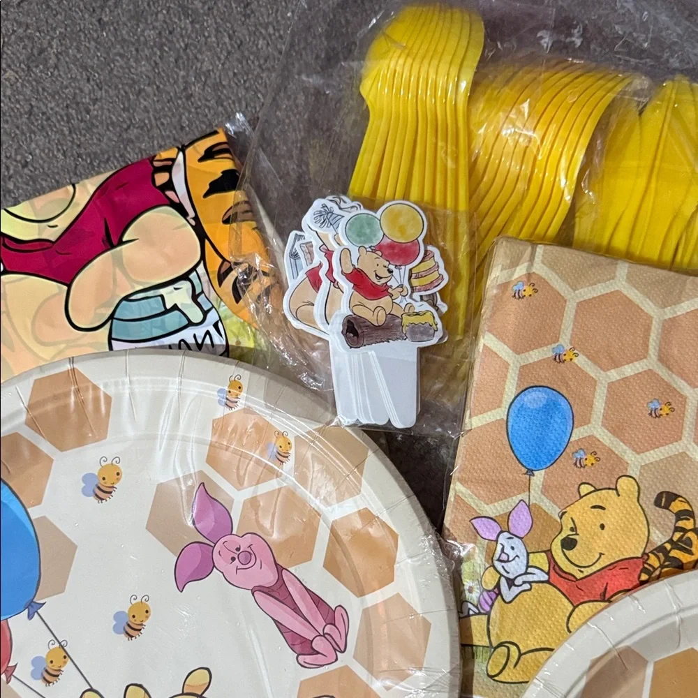 Winnie the Pooh Party Supplies Set - Yellow and Red everything you need!